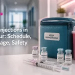 Clean IVF medication kit and storage pouch illustrating IVF Injections in Jaipur schedule and safety.